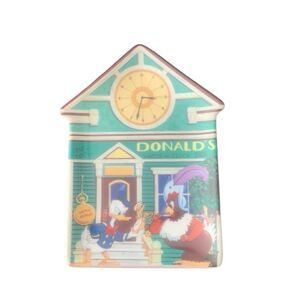 Vintage Disney Retired Donald’s Watch and Clock Shop Mickey’s Village House Plaq